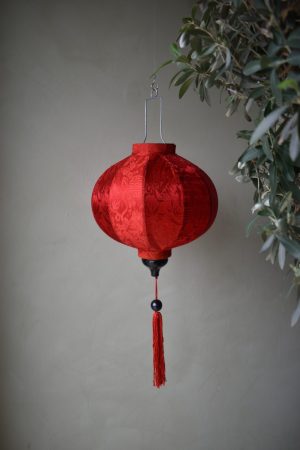 Rød silke lanterne (27cm)