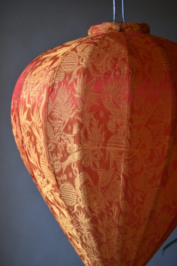 orange kvalitets silke lanterne i bambus fra vietnam